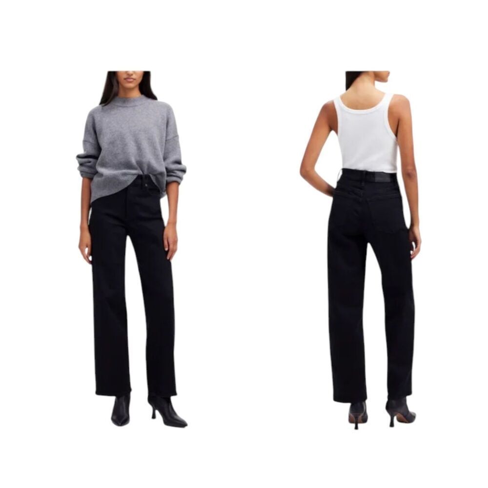 NWT Madewell The Petite Perfect Vintage Wide-Leg Jean Black Size 29P